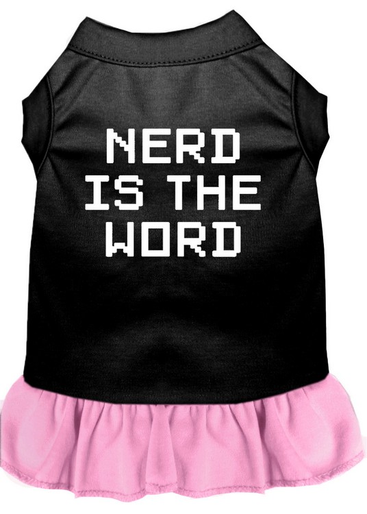 Nerd is the Word Screen Print Dress Black with Light Pink XL